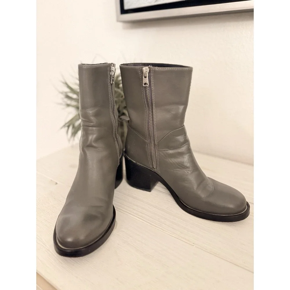 Allsaints Ankle Boots Women 6.5 37 Macarthur Chain‎ Boot Leather Block Heel $450